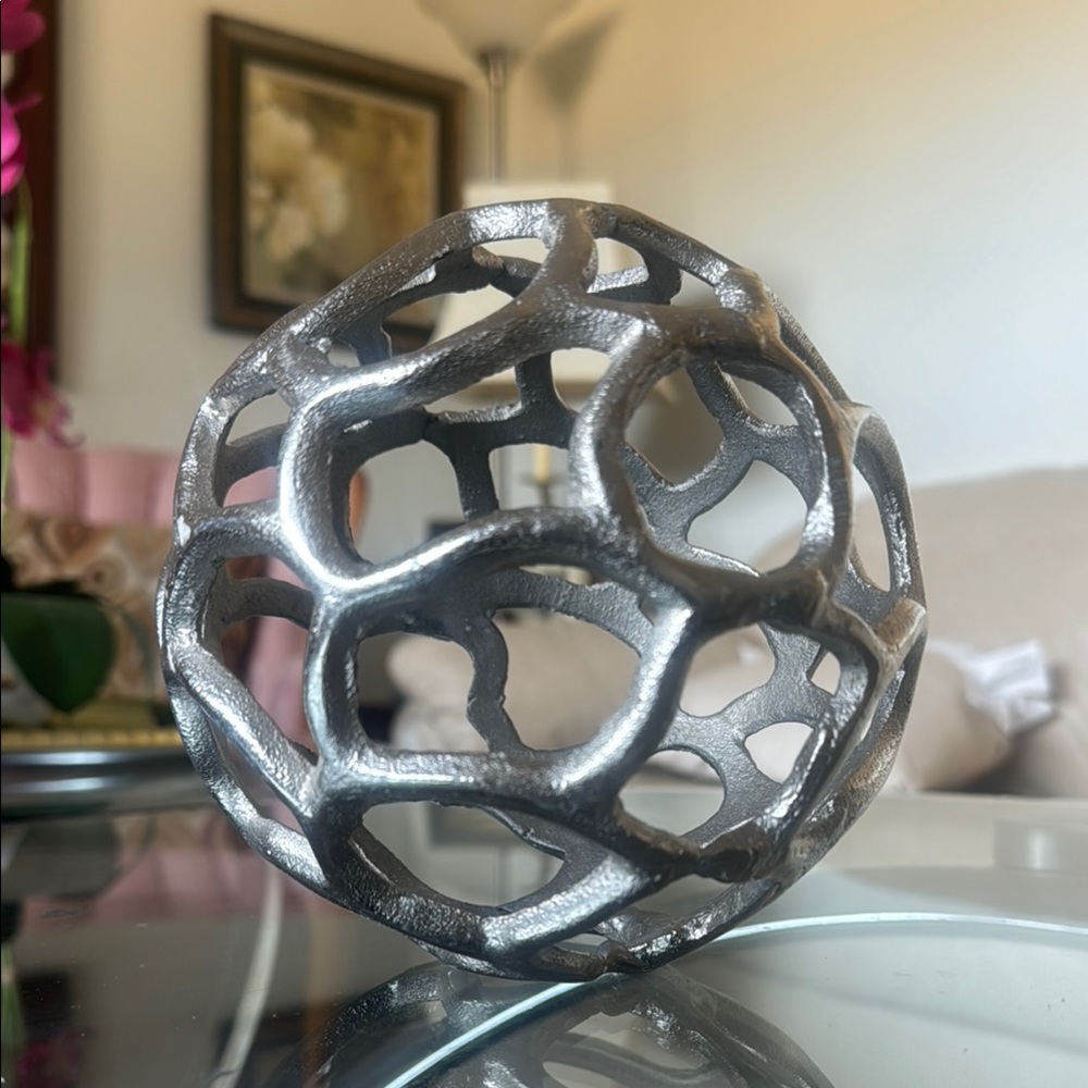 Intricate Silver Decorative Sphere - Picture 4 of 4